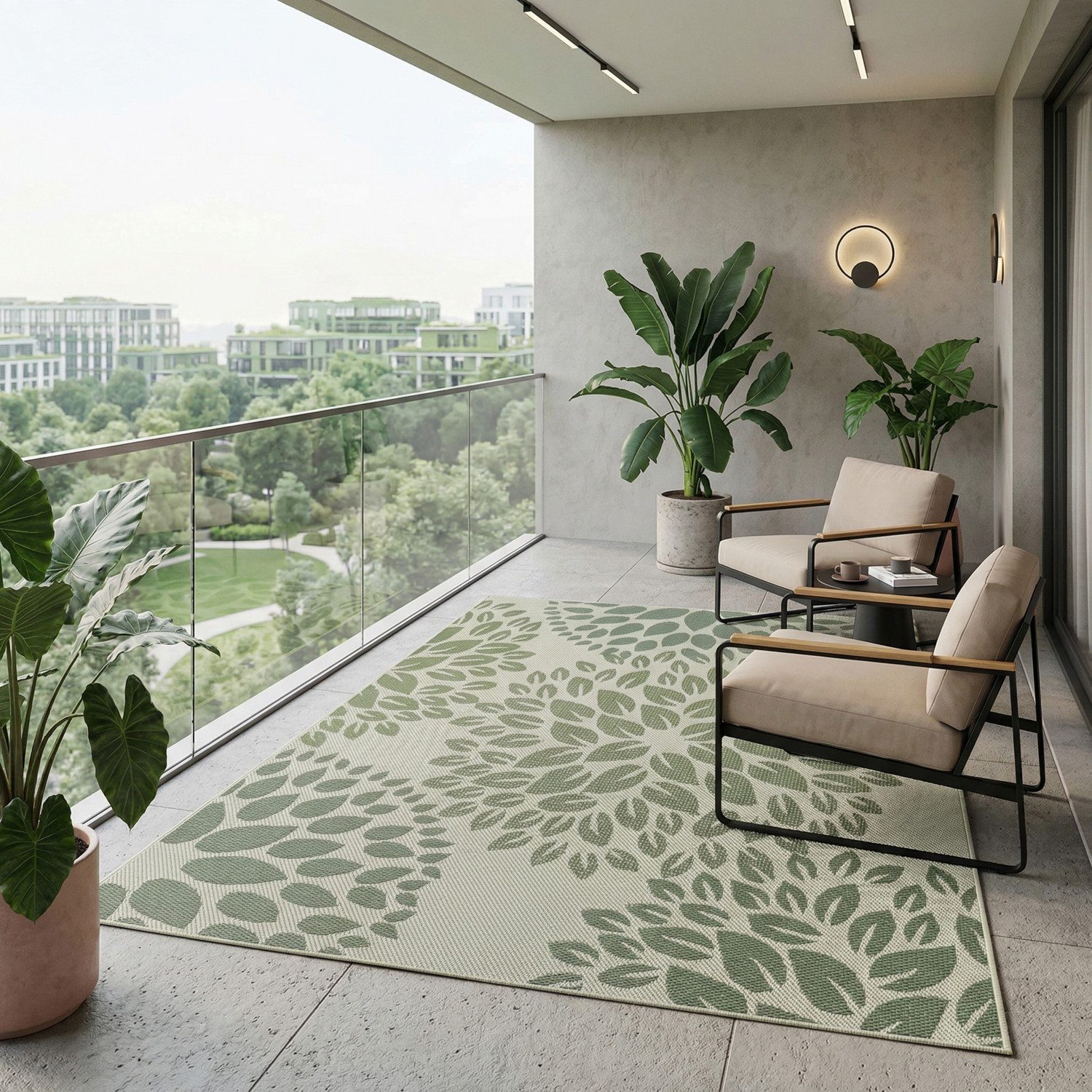 Vimoda Outdoorteppich Teppich In- und Outdoor Terrassen & Balkon Küche, Rechteckig, Höhe: 5 mm, Läufer Blumen Design wasserabweisend schnell trocknend