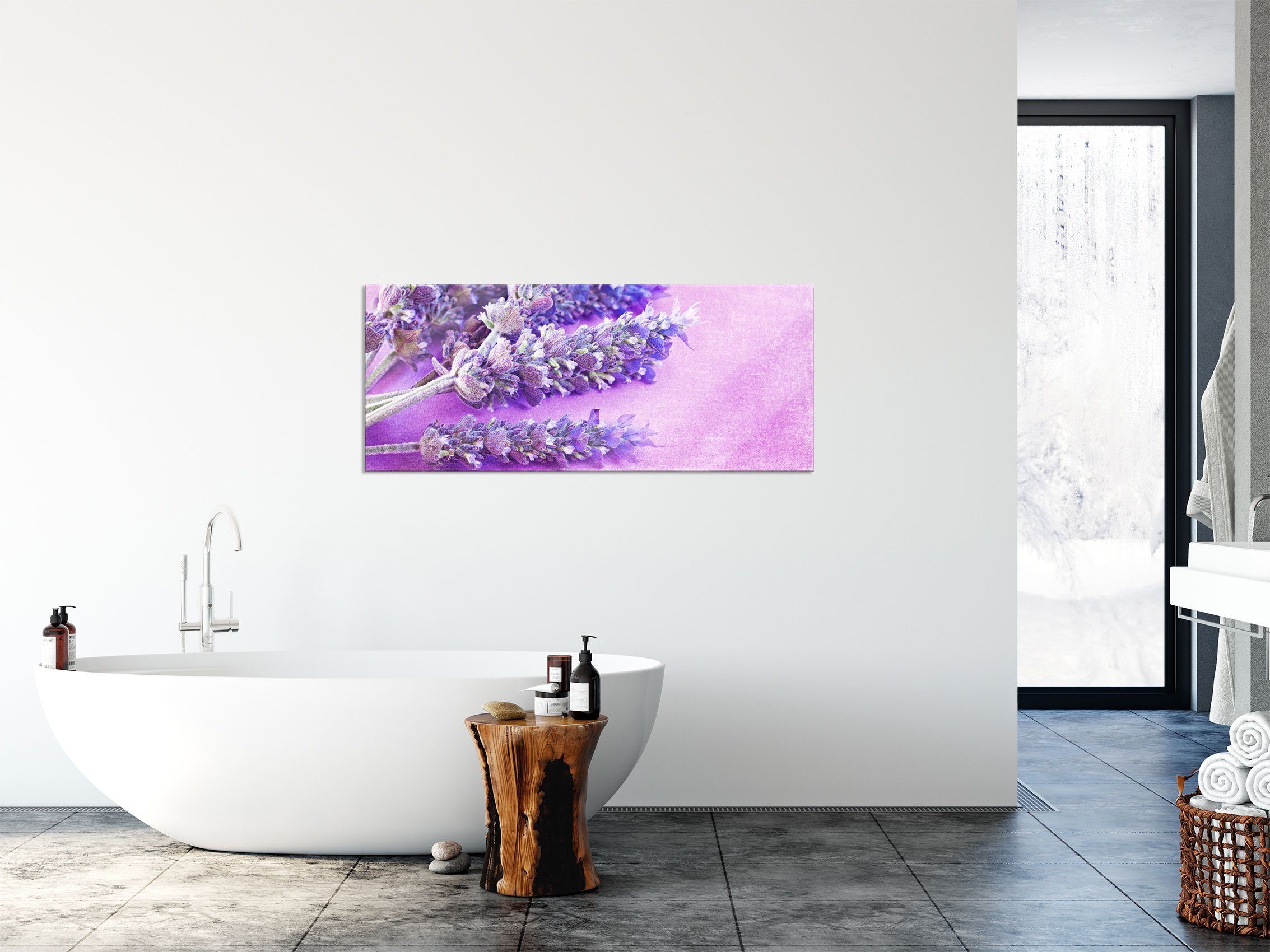 Lavendel inkl. Lavendel, (1 St), Glasbild Pixxprint und getrockneter Echtglas, getrockneter Glasbild Aufhängungen aus Abstandshalter