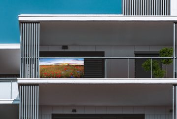 MuchoWow Balkonsichtschutz Blumen - Sonnenuntergang - Farben (1-St) Balkonbanner, Sichtschutz für den Balkon, Robustes und wetterfest