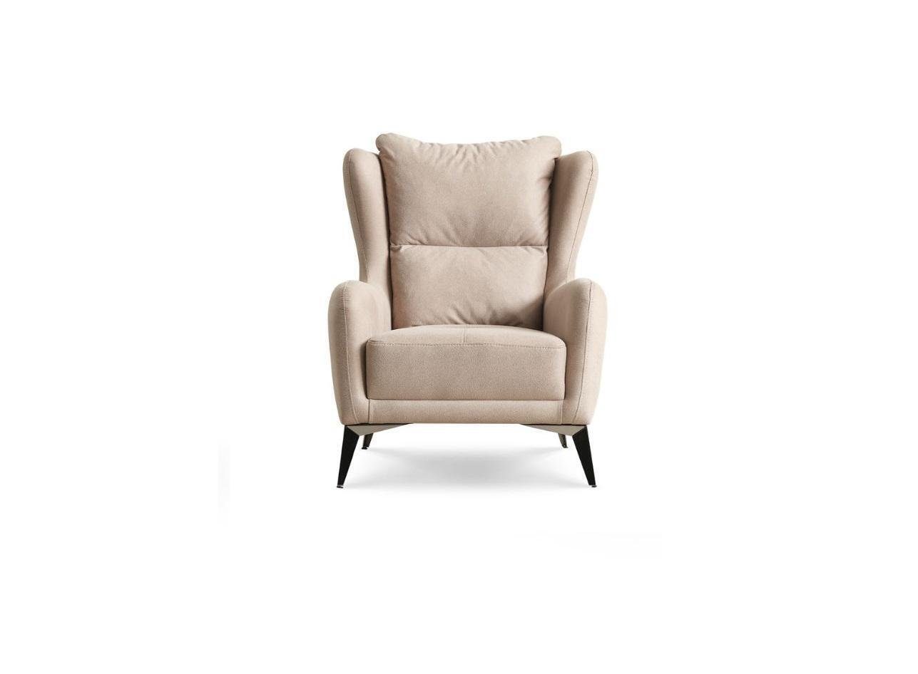 JVmoebel Sessel Luxus Sessel Einsitzer 1 Sitzer Stoffsessel Beige Wohnzimmer Modern (1-St., Sessel), Made in Europa