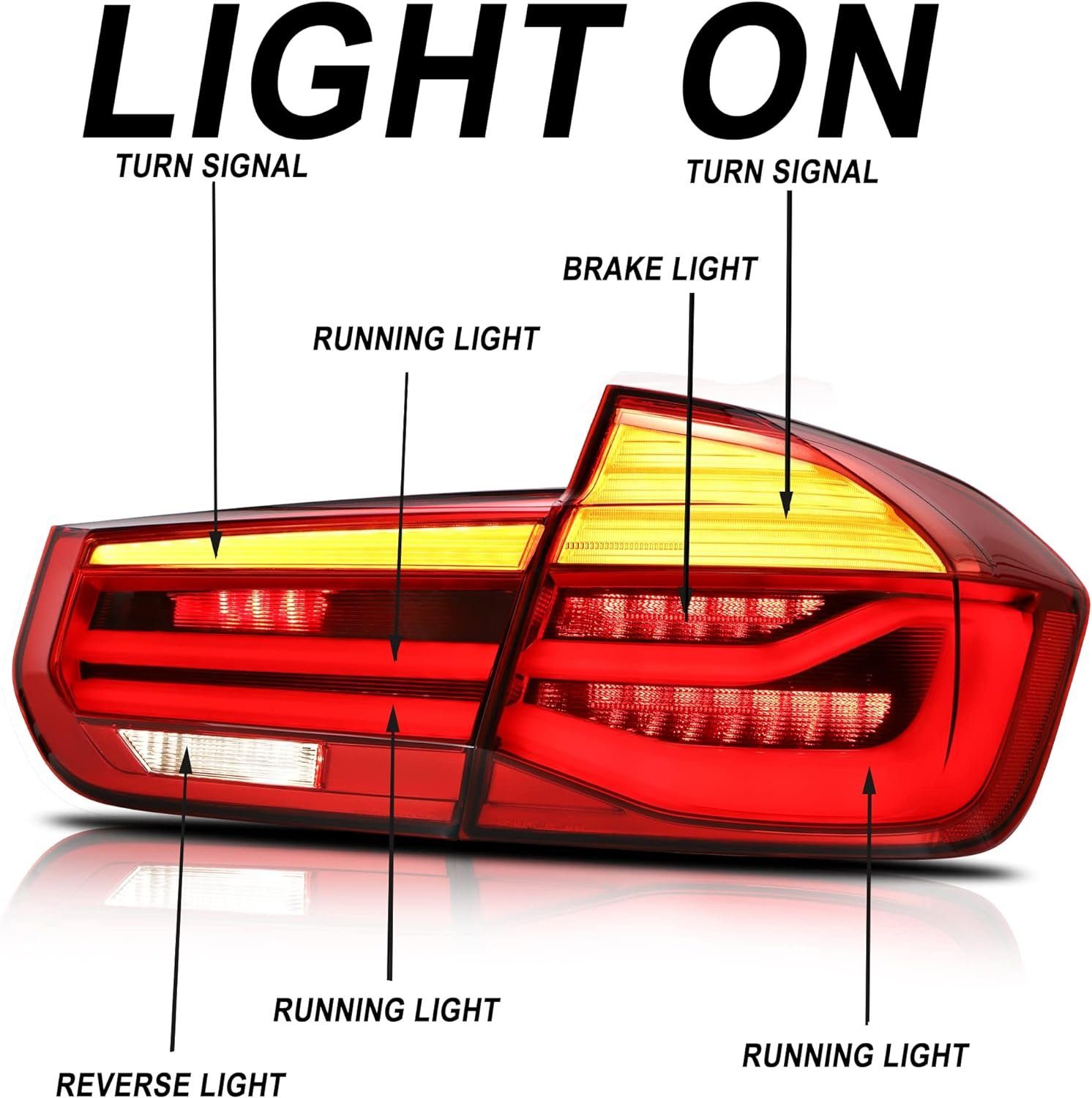 mit F80 LED für weissen F35 BMW 2019, LED - LLCTOOLS 2011 smoke Rückleuchten integriert 3er Voll F30 fest Blinkern Rückleuchte