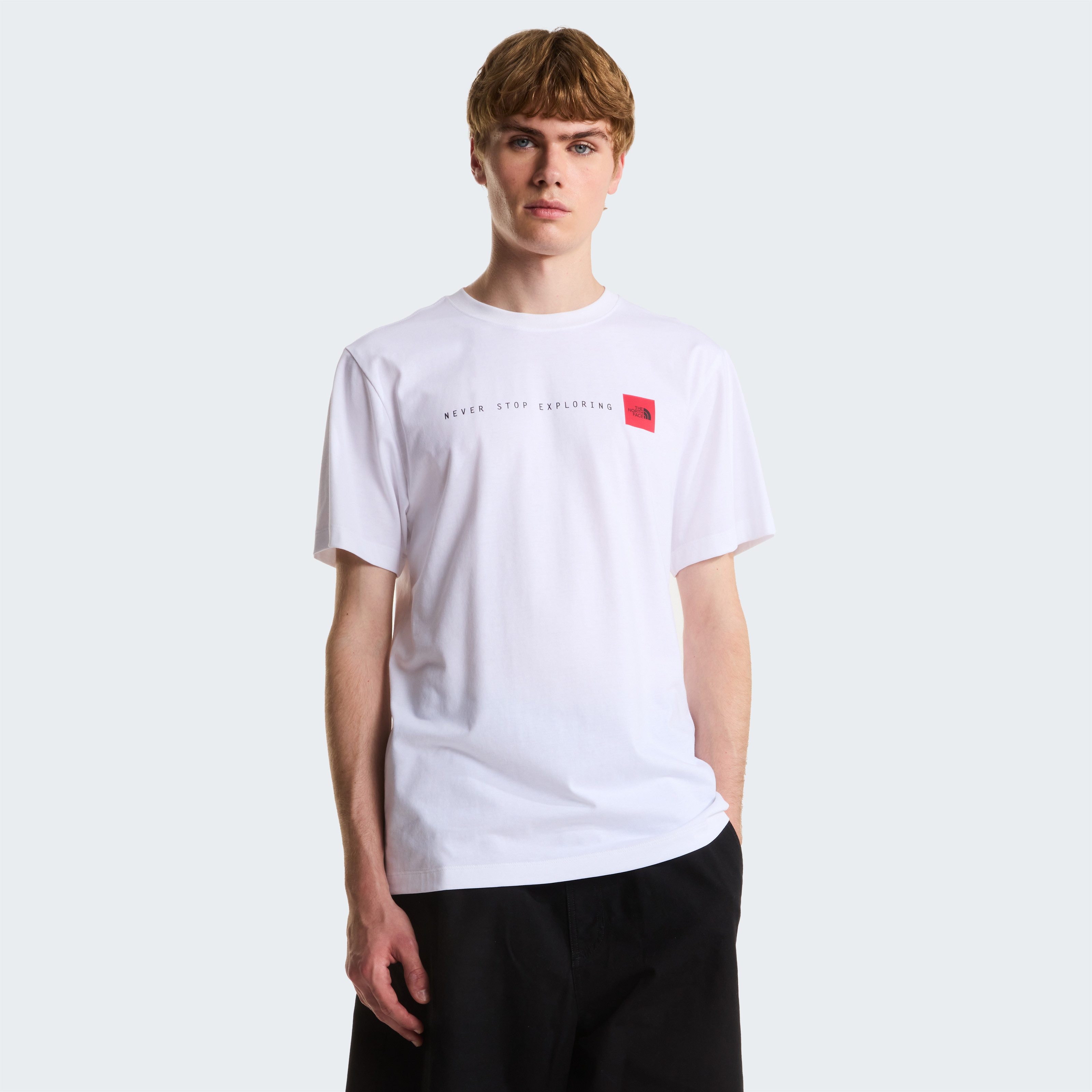 The North Face T-Shirt M NEVER STOP EXPLORING REGULAR SHORT SLEEVE TEE-GRAPHIC normale Passform, kurze Ärmel, für Sport und Freizeit