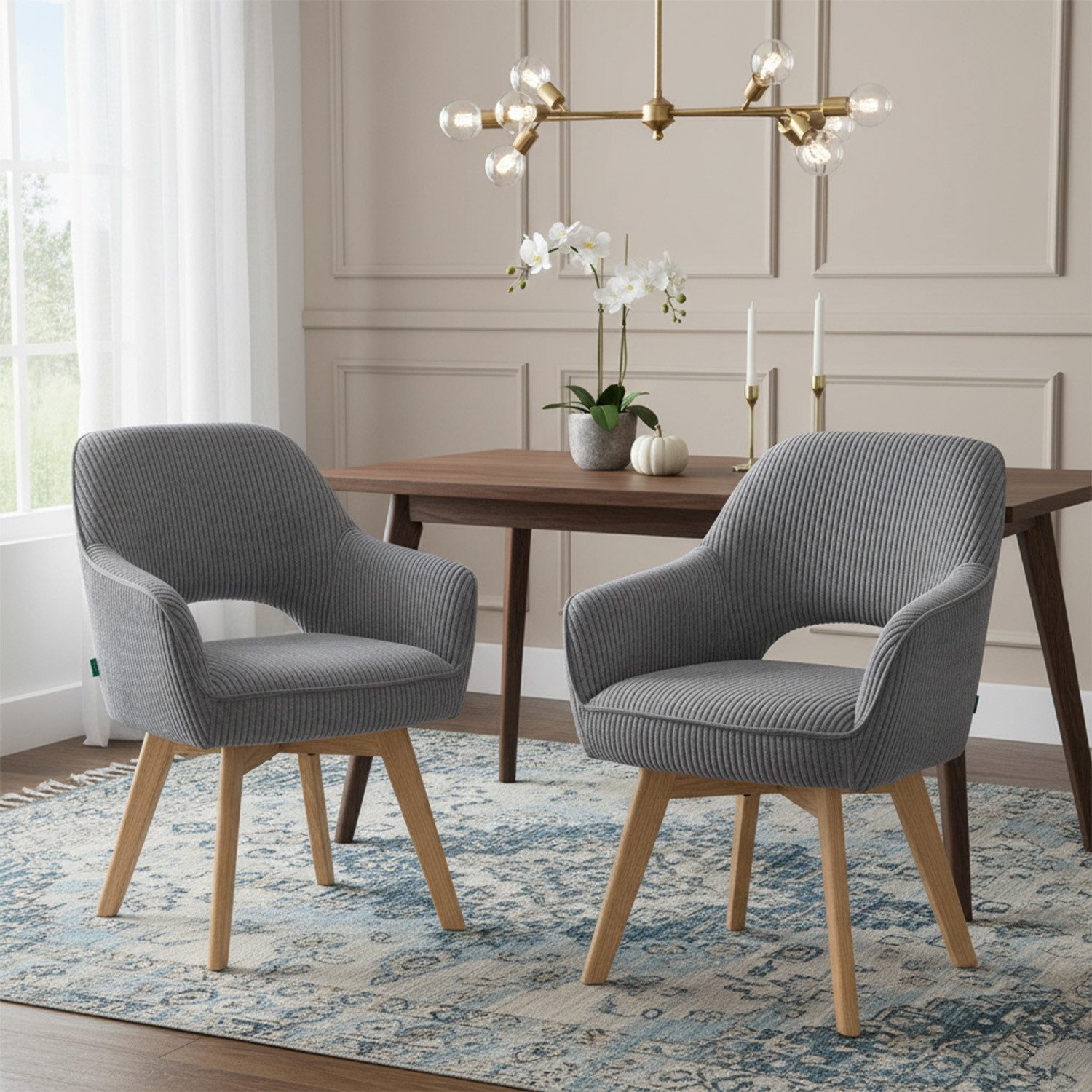 DUBI Möbel Polsterstuhl Mika-Lena 2er-Set, Federkern, Eiche geölt, 360° dre günstig online kaufen