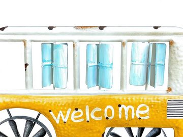 DanDiBo Gartenstecker Gartenstecker Metall Bus Auto XL 160 cm Gelb Weiß 96104 Windspiel Willkommen Windrad Wetterfest Gartendeko Gartenstab Bodenstecker Mini Van
