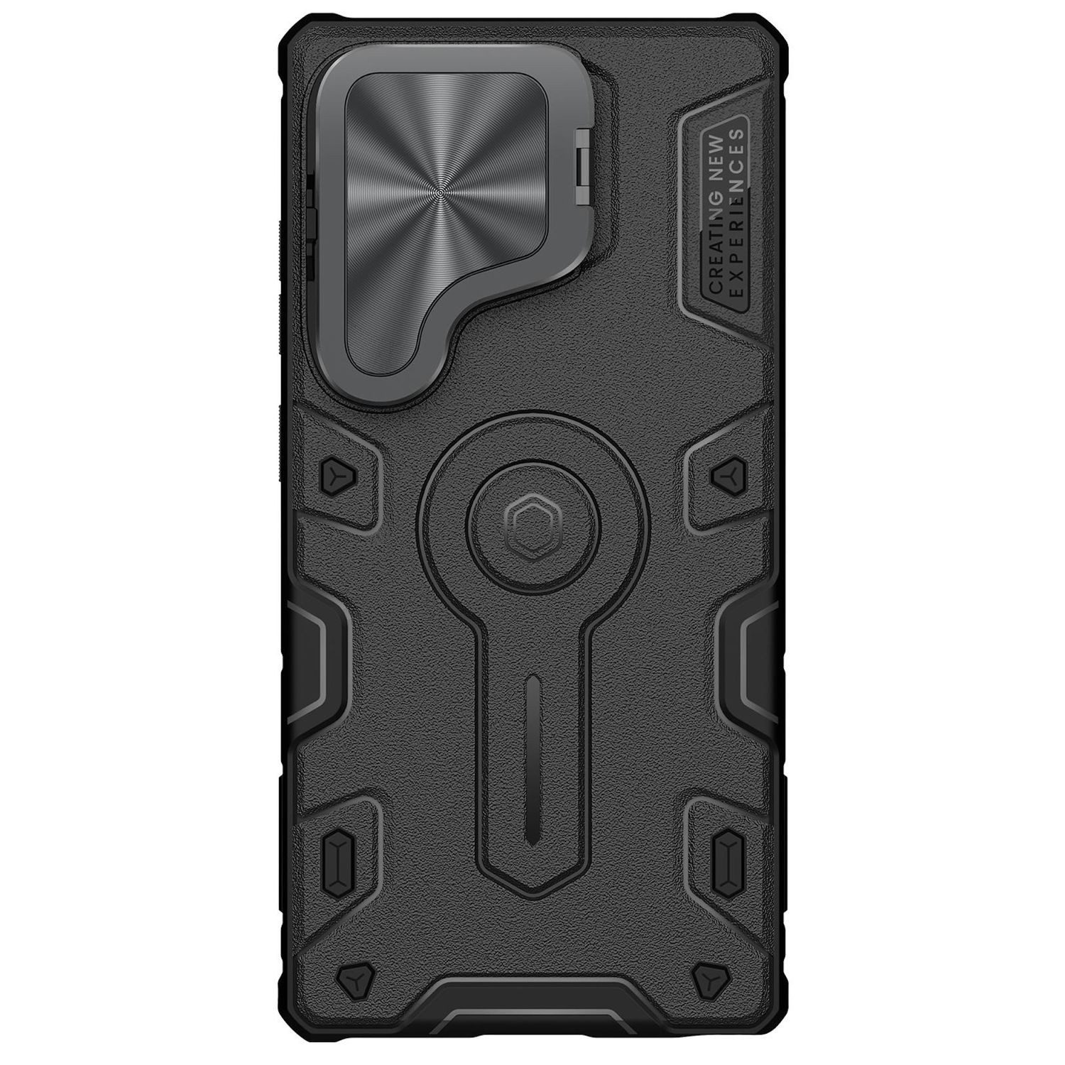 Wigento Smartphone-Hülle Für Samsung Galaxy S25 Ultra Rhino Kamera Shield MagSafe Hülle Schwarz, Schiebbarer Kameraschutz, MagSafe-kompatibel, robustes Cover