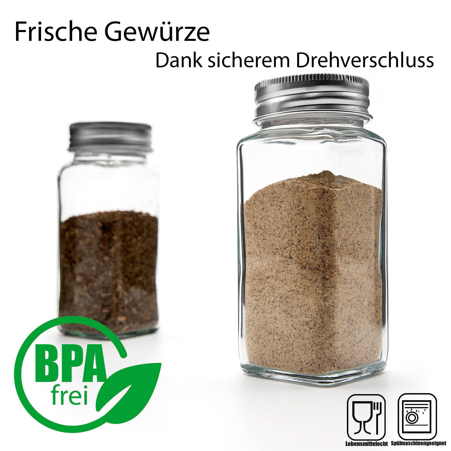 BigDean Gewürzbehälter 12er Set Gewürzgläser eckig luftdichte Gewürzdosen, günstig online kaufen