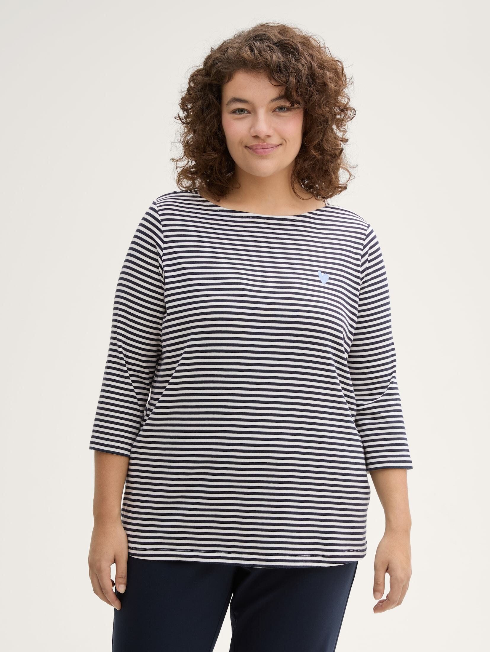 3/4-Arm-Shirt Plus Size - Langarmshirt mit Streifenmuster