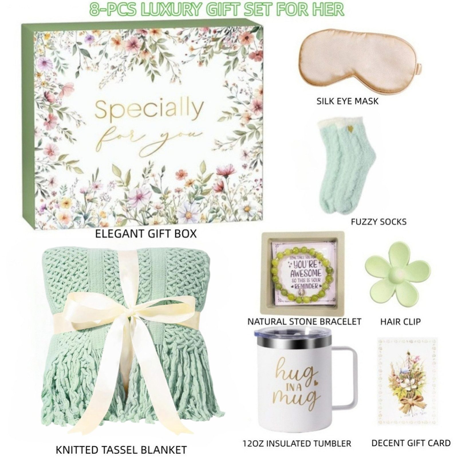 Wohndecke Pflege-Geschenkbox Geburtstagsgeschenke für Frauen 12tlg, HOMELIVE, Geschenke Korb Pflege Paket, Luxus Flannel Decke, Muttertag Geschenk