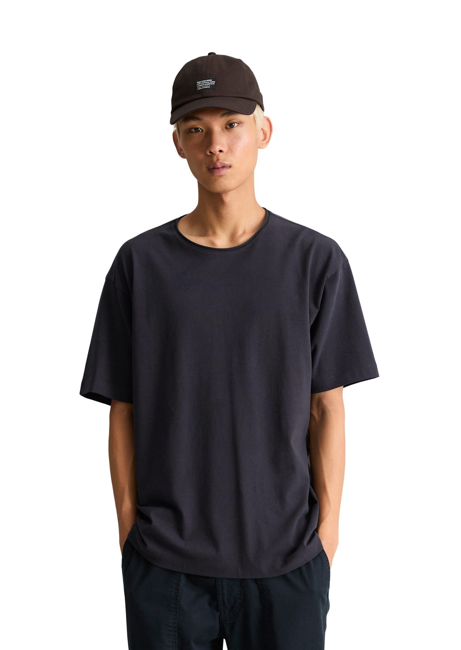Marc O'Polo DENIM T-Shirt mit Rollkante am Ausschnitt