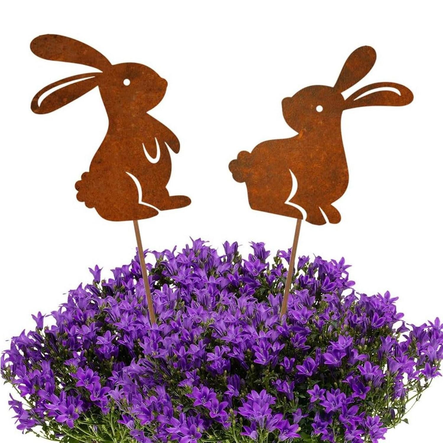 LuxusKollektion Osterhase Gartenstecker Osterhasen 2er Set Rost Optik (2 St)
