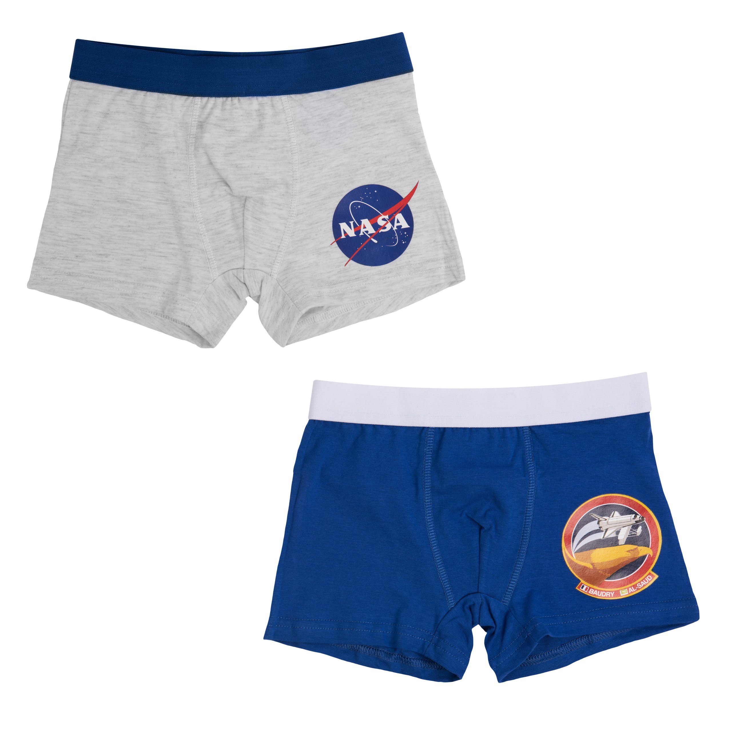 United Labels® Boxershorts NASA Boxershorts für Jungen Grau/Blau (2er Pack)