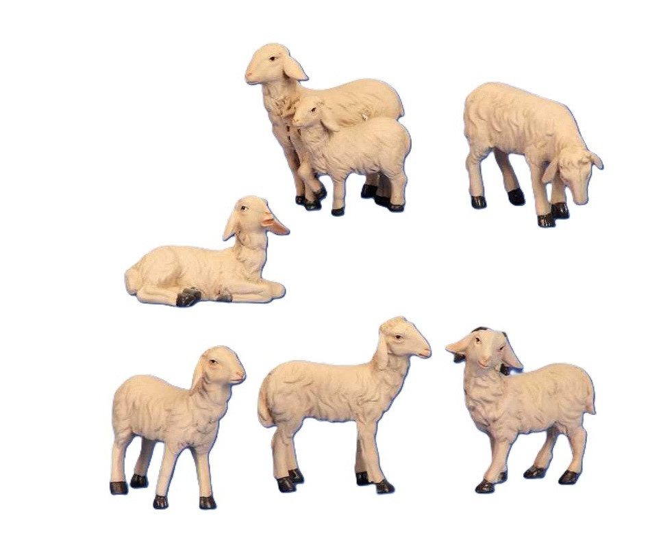 Geschenkestadl Tierfigur 6 süße Schafe im Set, Schafherde, verschiedene Größen