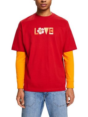 Esprit T-Shirt Unisex-T-Shirt aus Pima-Baumwolle mit Print (1-tlg)