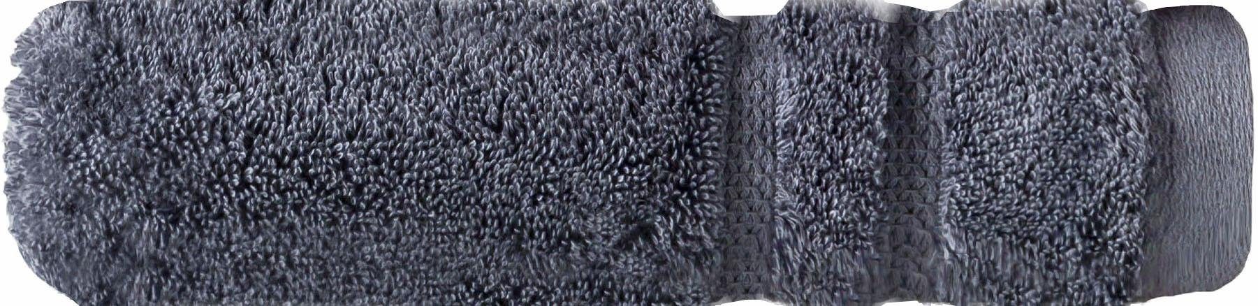Egeria Gästehandtuch Micro Touch, Walkfrottee extrem grau saugfähig Baumwolle 100% & flauschig, (1-St), Streifenbordüre