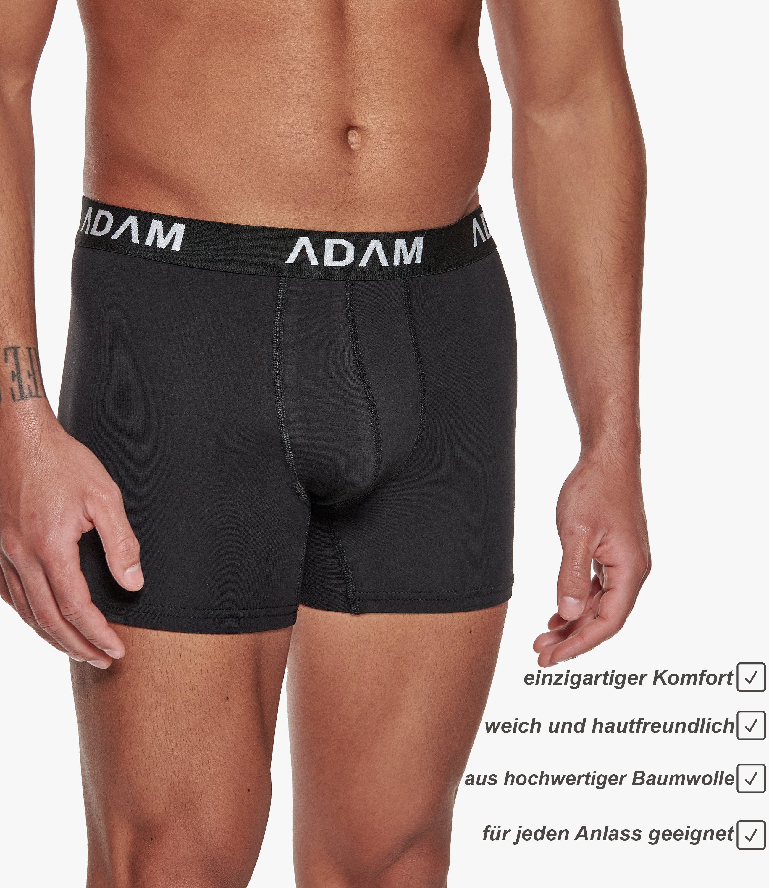 ADAM JEANS Boxershorts Herren Boxershorts aus extra weicher Baumwolle Boxer-1 (10-St., 2er Set, 6er Set, 8er Set, 10er Set, 12er Set) Boxershorts Herren Boxer Shorts Männer Unterhosen Trunks Underwear