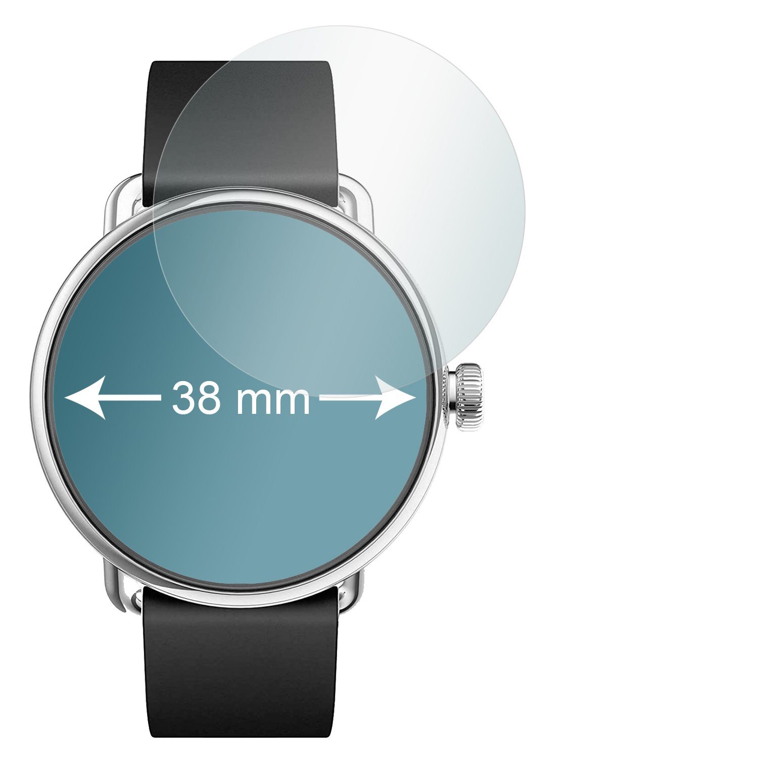 SLABO Schutzfolie 4 x Displayschutzfolie Crystal Clear, Armbanduhren Smartwatches (Kreisrund, Durchmesser: Ø 38 mm)