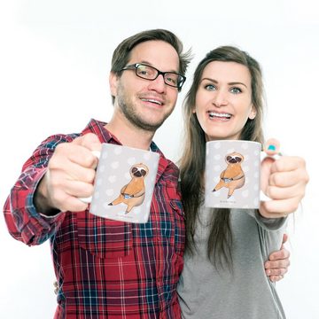 Mr. & Mrs. Panda Kinderbecher Faultier Kaffee - Grau Pastell - Geschenk, Frühaufsteher, erster Kaff, Kunststoff, Mikrowellenbeständig