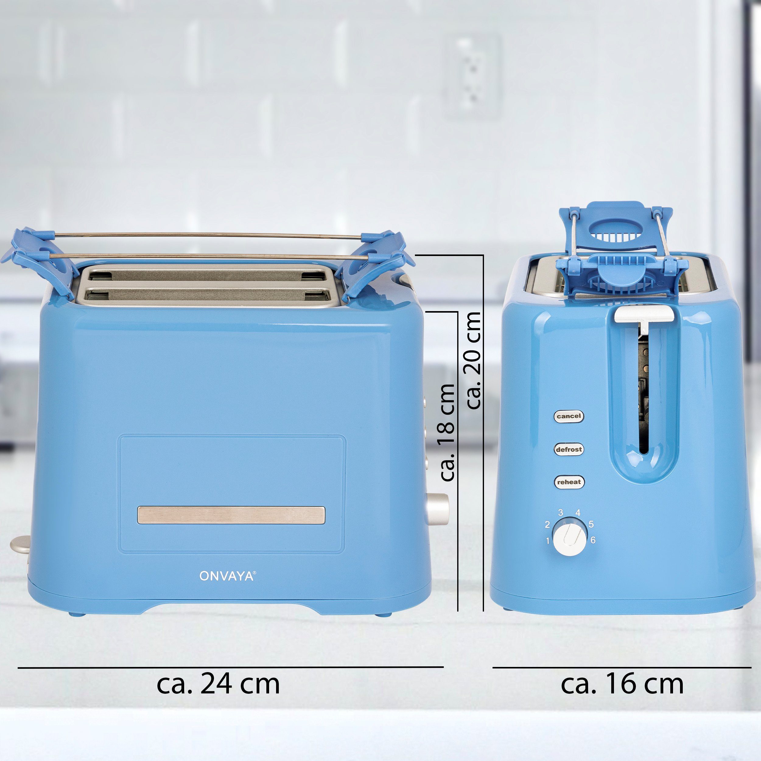 Kaffeemaschine mit Glaskanne hellblau ONVAYA® Frühstück Set Toaster 
