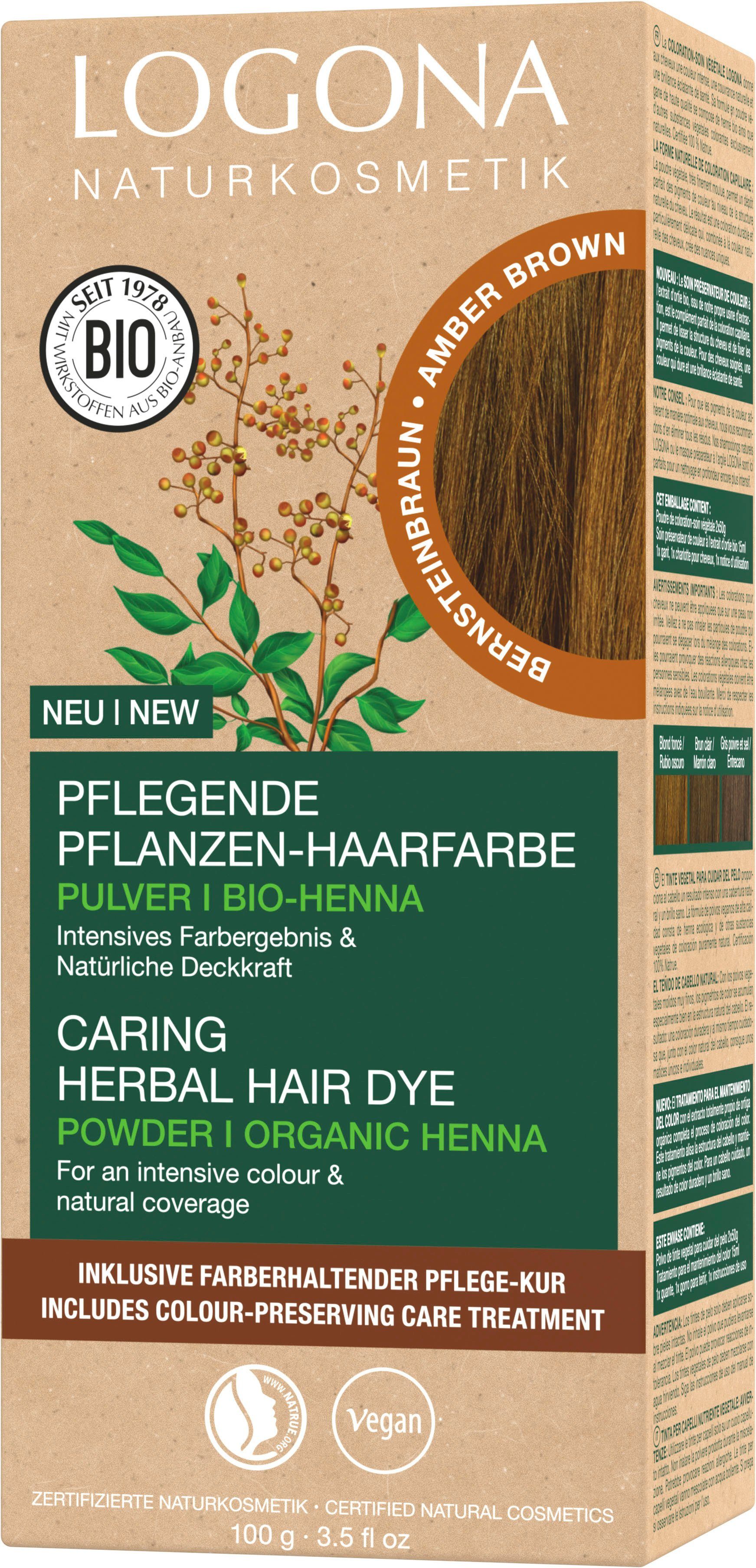 Bernsteinbraun Pflanzen-Haarfarbe Haarfarbe LOGONA Pulver 06
