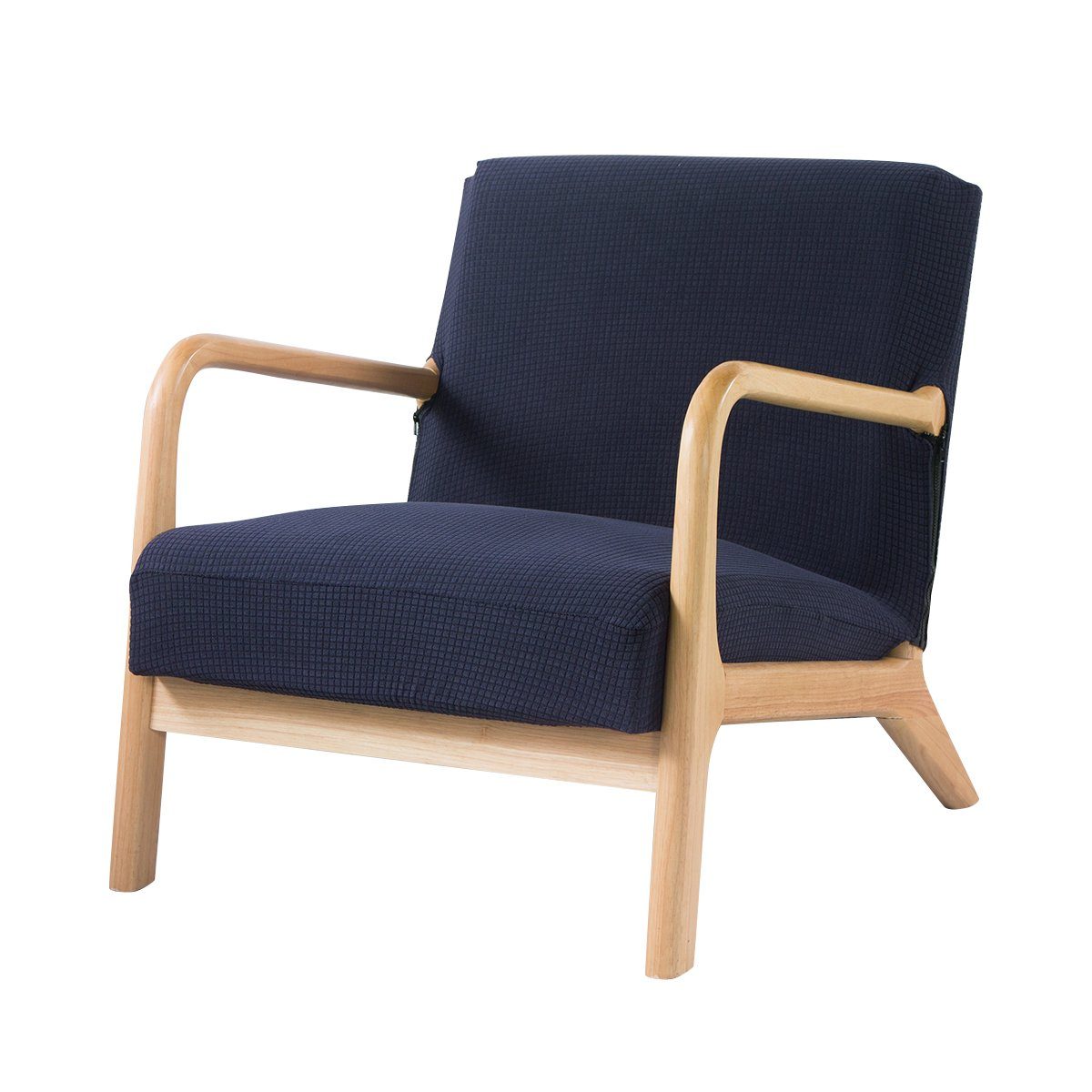 Wohnkultur Stuhlhusse Reißverschluss Qelus, blau Stuhlbezug, Stretch Navy Sesselbezug