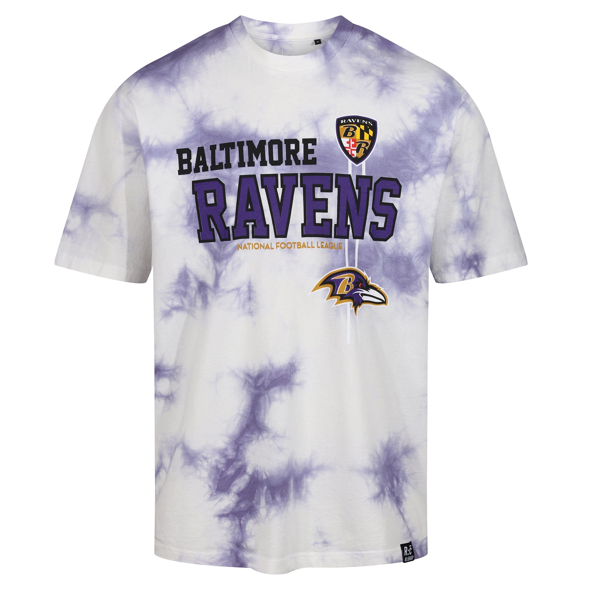 Recovered Print-Shirt Baltimore Ravens - NFL - Tie-Dye Relaxed T-Shirt, Badge Purple
