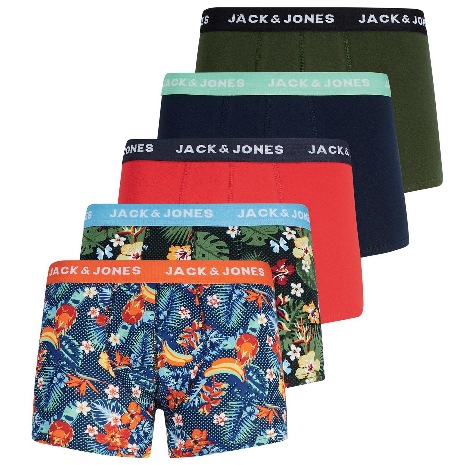 Größen bedruckt/uni Jones Große 5er-Pack floral Jack&Jones Pants (Spar-Pack, Plus Jack & Retro Pants 5er-Pack) Herren 5-St.,