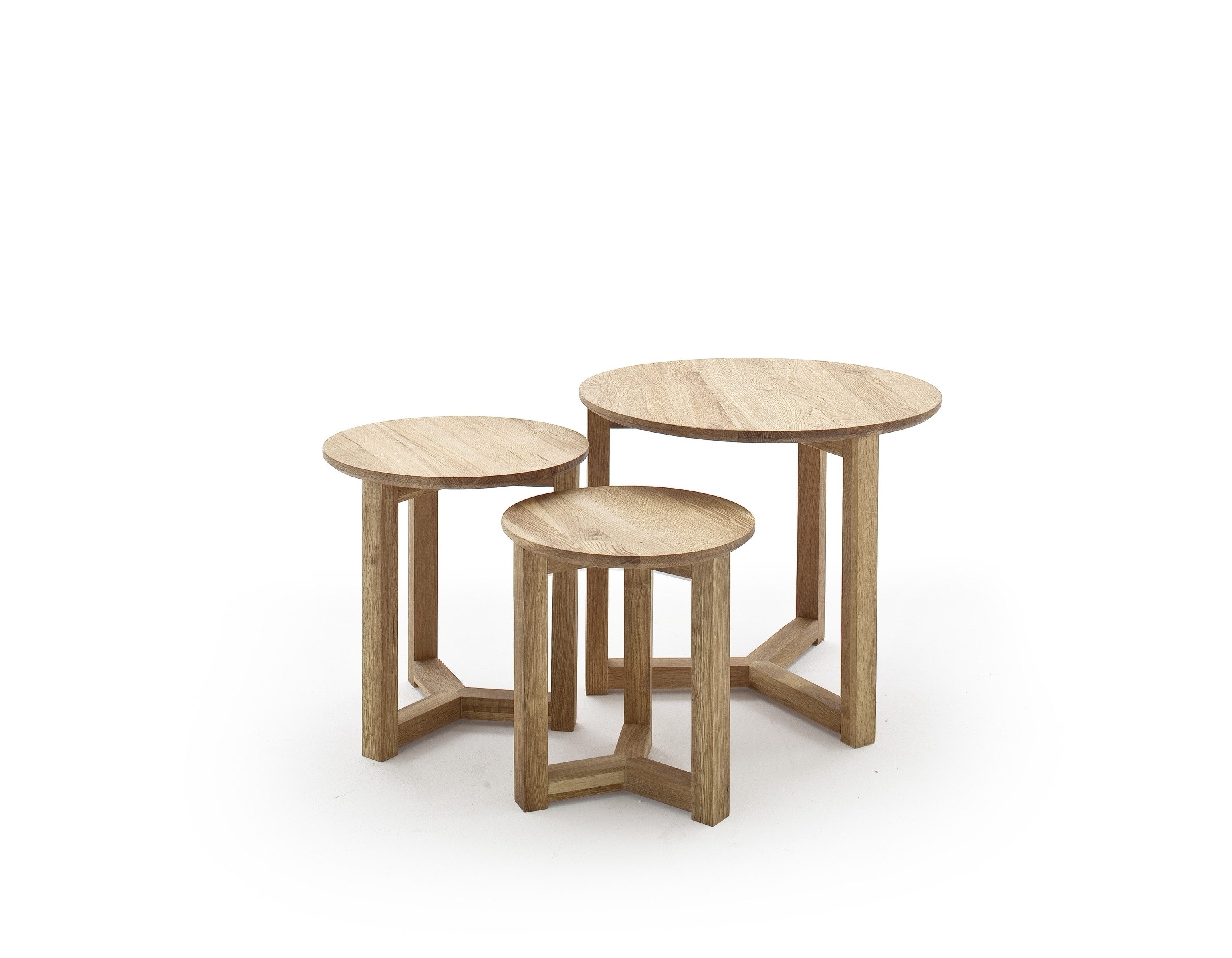freiraum Satztisch FAYE, (3er-Set) in Asteiche - Einzeltische B50xH42, B35xH35, B30xH32 cm