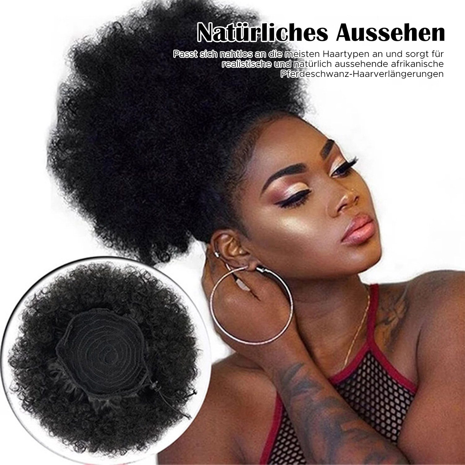 Refttenw Kunsthaarperücke Puff Hair Bun Kurzes Lockige Haar mit Kordelzug, Synthetische Chignon Haar Bun mit Clips