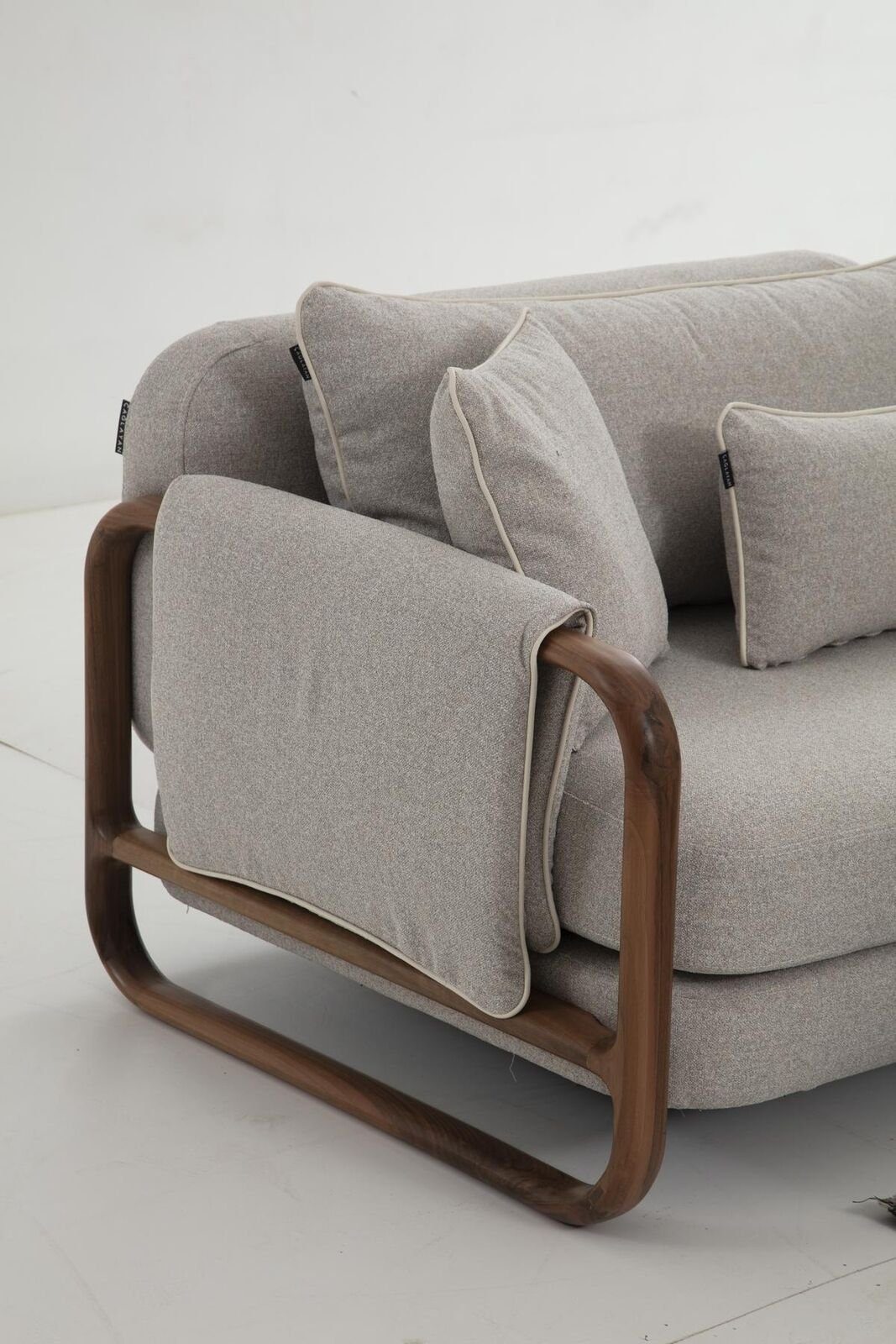 1x Sitzer (3-St., + Grau Sessel Dreisitzer Set 331 2x Modern Sessel), 3-Sitzer JVmoebel Made Sofagarnitur Design, Stoff in Wohnzimmer-Set Europa