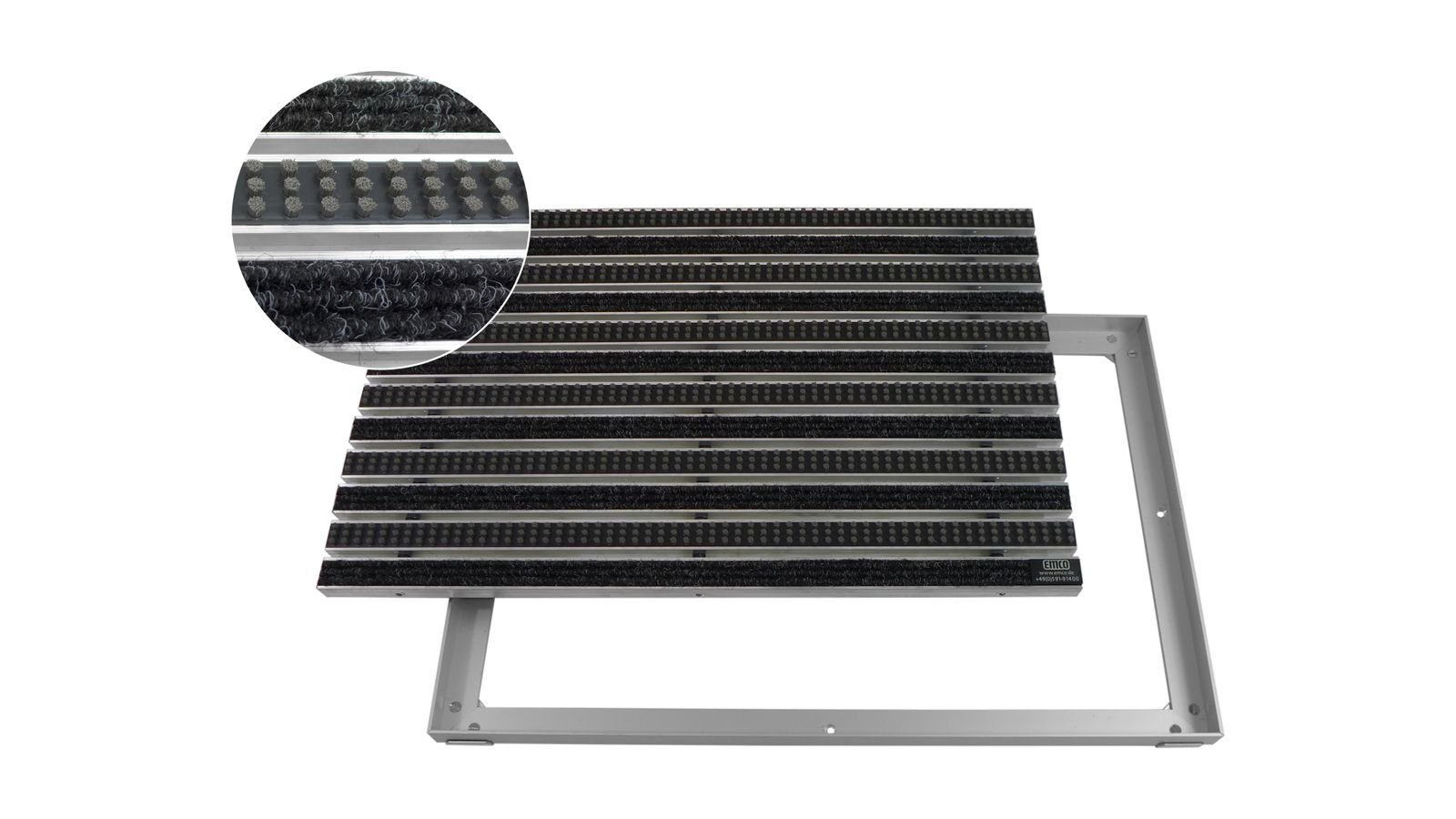 Fußmatte EMCO Eingangsmatte DIPLOMAT Rips anthrazit + Bürsten grau