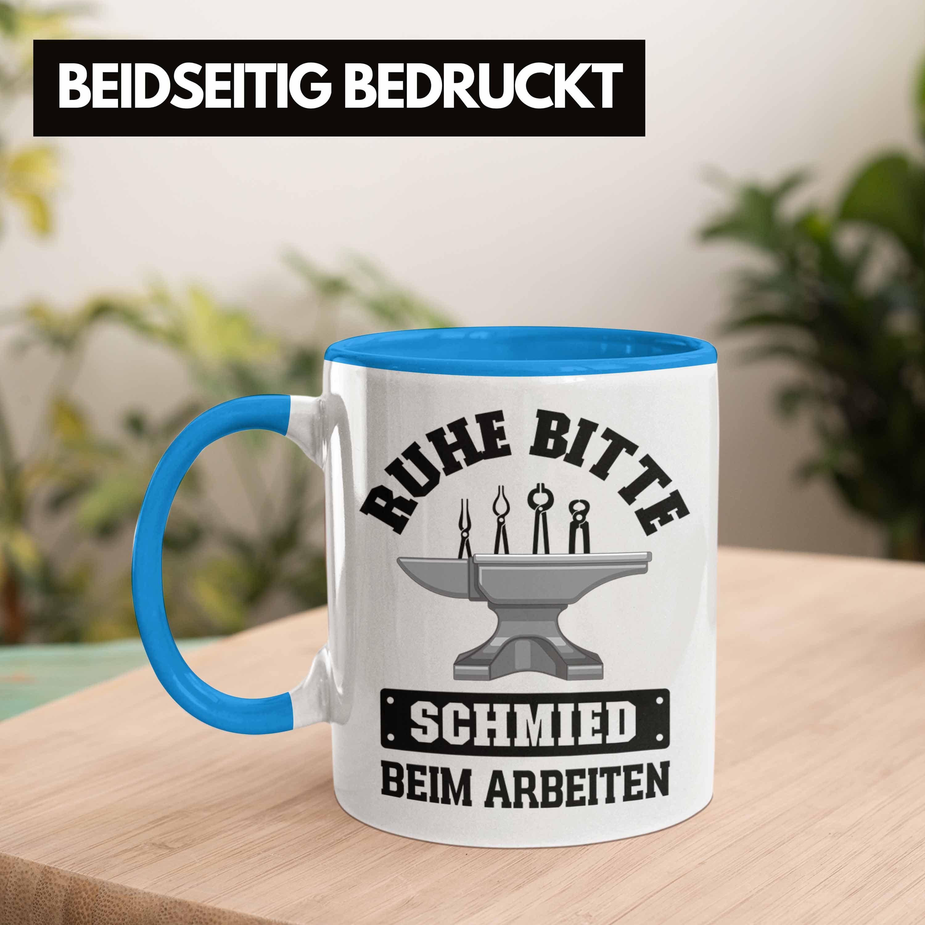 Trendation Tasse Spruch Kaffeetasse Blau Geschenke Trendation mit Hufschmied - Schmied Tasse Geschenkidee