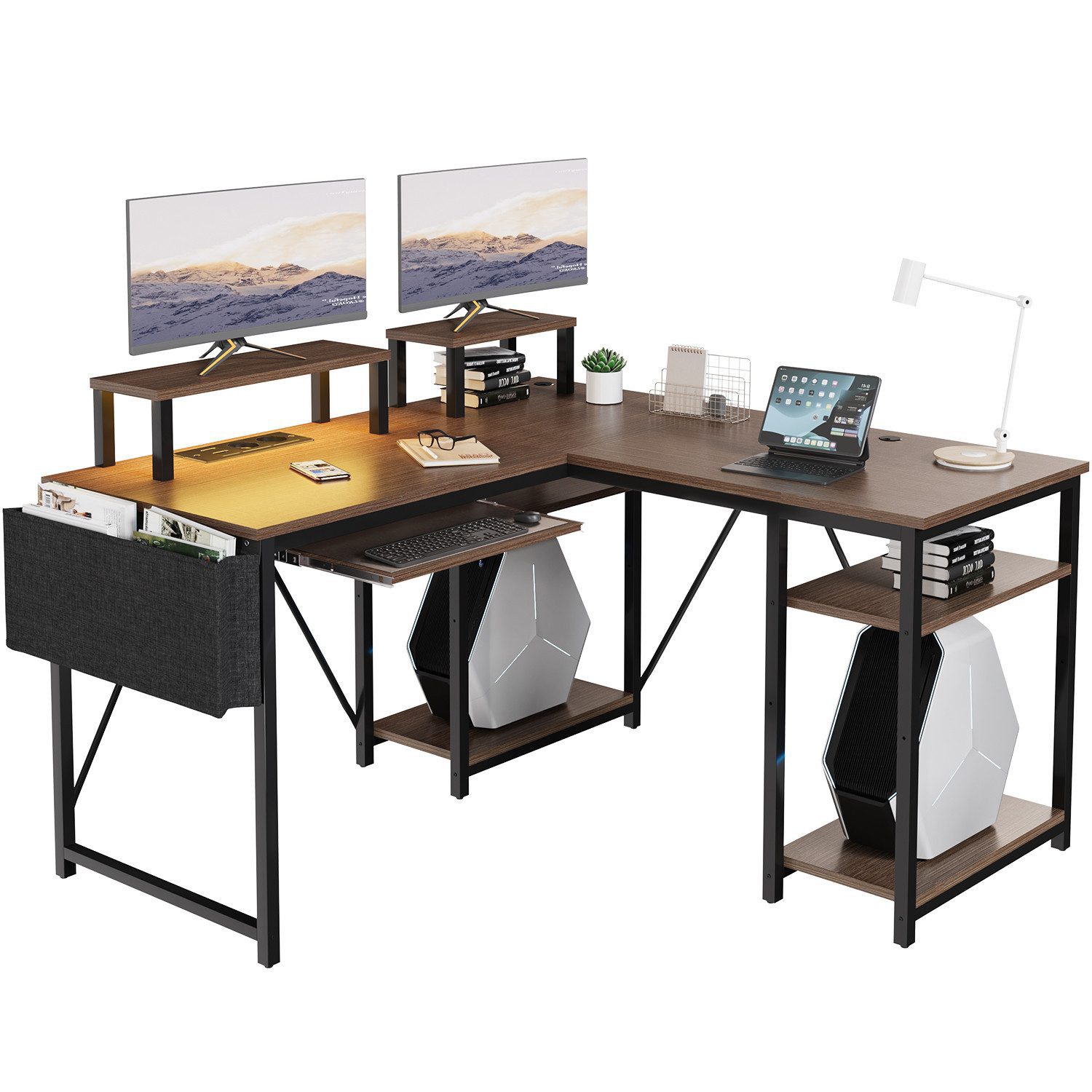 HOMALL Gamingtisch Eckschreibtisch mit LED, Schreibtisch günstig online kaufen