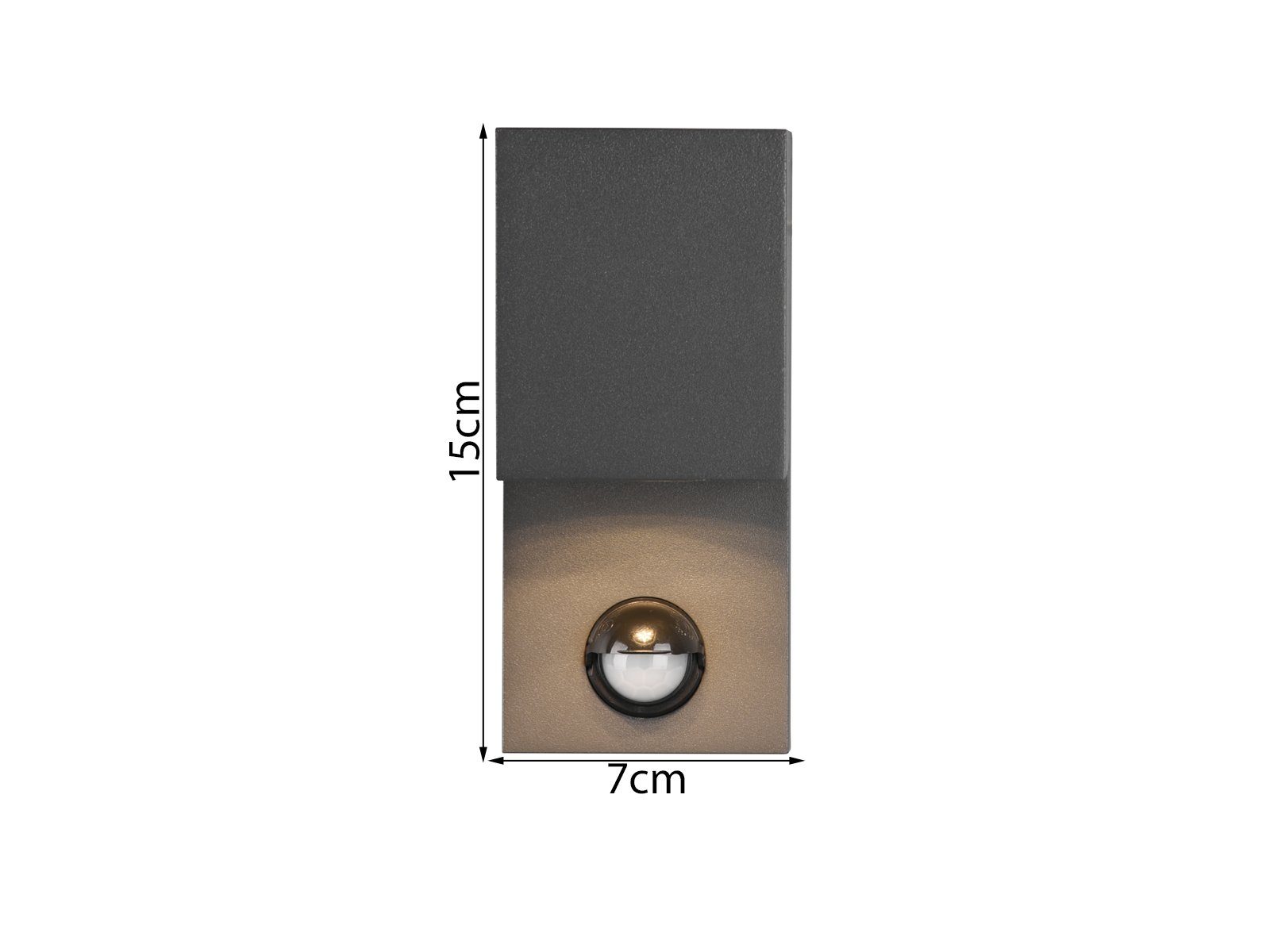 TRIO Leuchten LED Außen-Wandleuchte, Bewegungsmelder, LED wechselbar, warmweiß, mit Bewegungsmelder, 15cm Anthrazit, Fassadenbeleuchtung für Hauswand