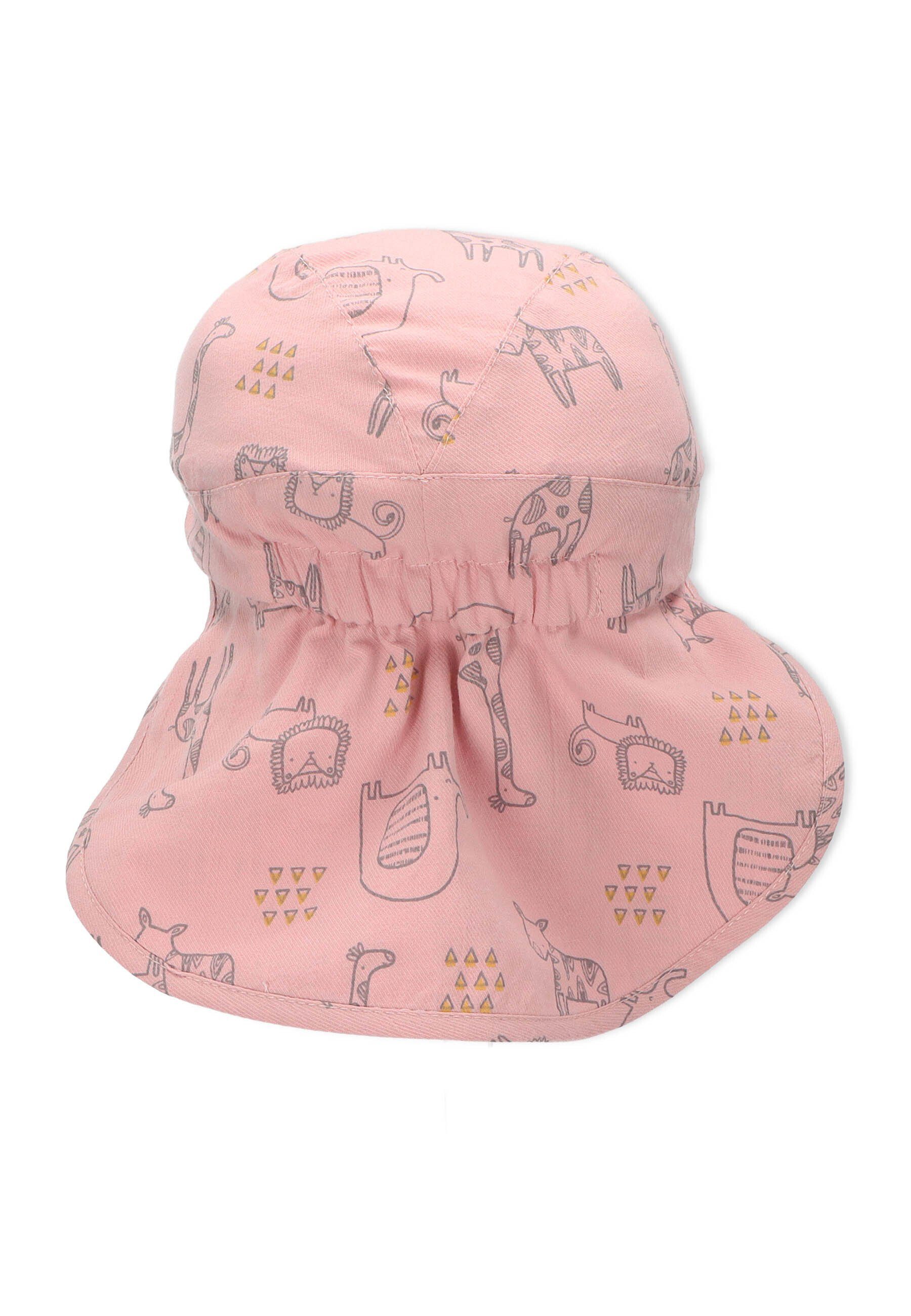 farbig Mütze Nackenschutz mit Schirmmütze mit rosa Caps (1-St., Sterntaler® aus Größenregulierungsband Kinder und Schutz) für mit Baumwolle Schirmmütze Nackenschutz UV-