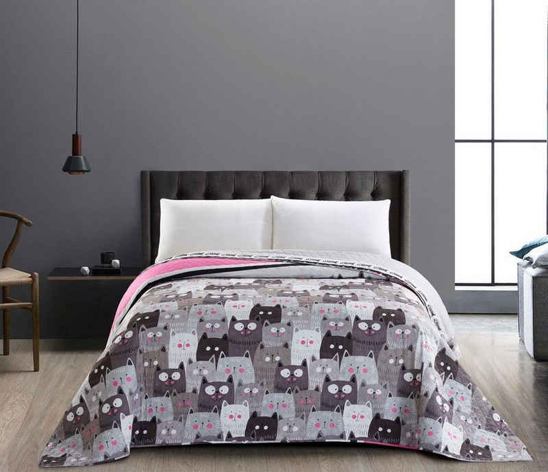 Tagesdecke Bettüberwurf Colors - Luxus Tagesdecke mit Wendedesign Cats invasion, DecoKing
