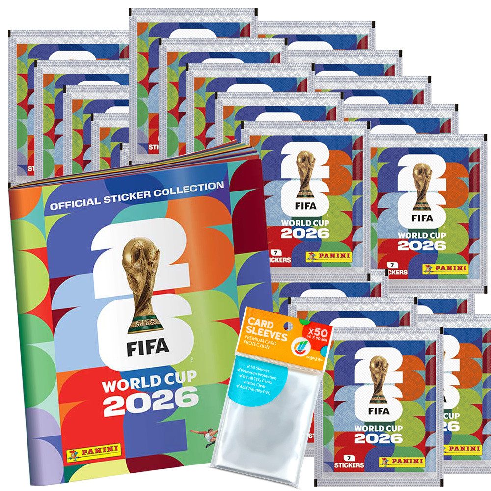 Panini Sammelkarte World Cup 2026 Sticker - 1 Sammelalbum + 25 Tüten + Collect-it Hüllen