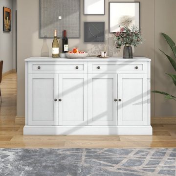WISHDOR Anrichte Großes Küchenschrank mit 4 Türen und 2 Schubladen, Sideboard (150 x 86 x 40 cm (L/B/H), moderner Buffetschrank für Esszimmer und Wohnzimmer)