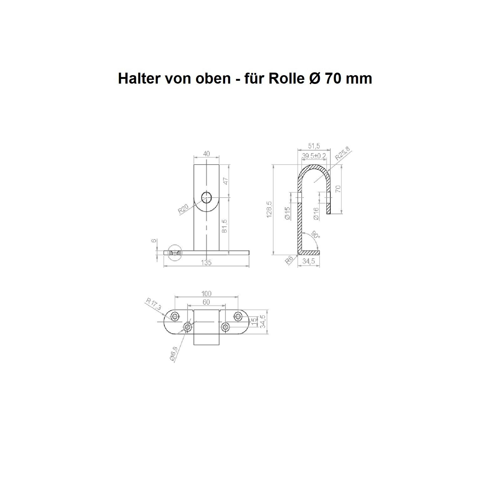 SO-TECH® Schiebetür Schiebetürbeschlag LOUNGE schwarz Stahl belastbar bis 100kg, 2tlg. 2 m von oben anschraubbar, Laufrollen-Ø 70 mm