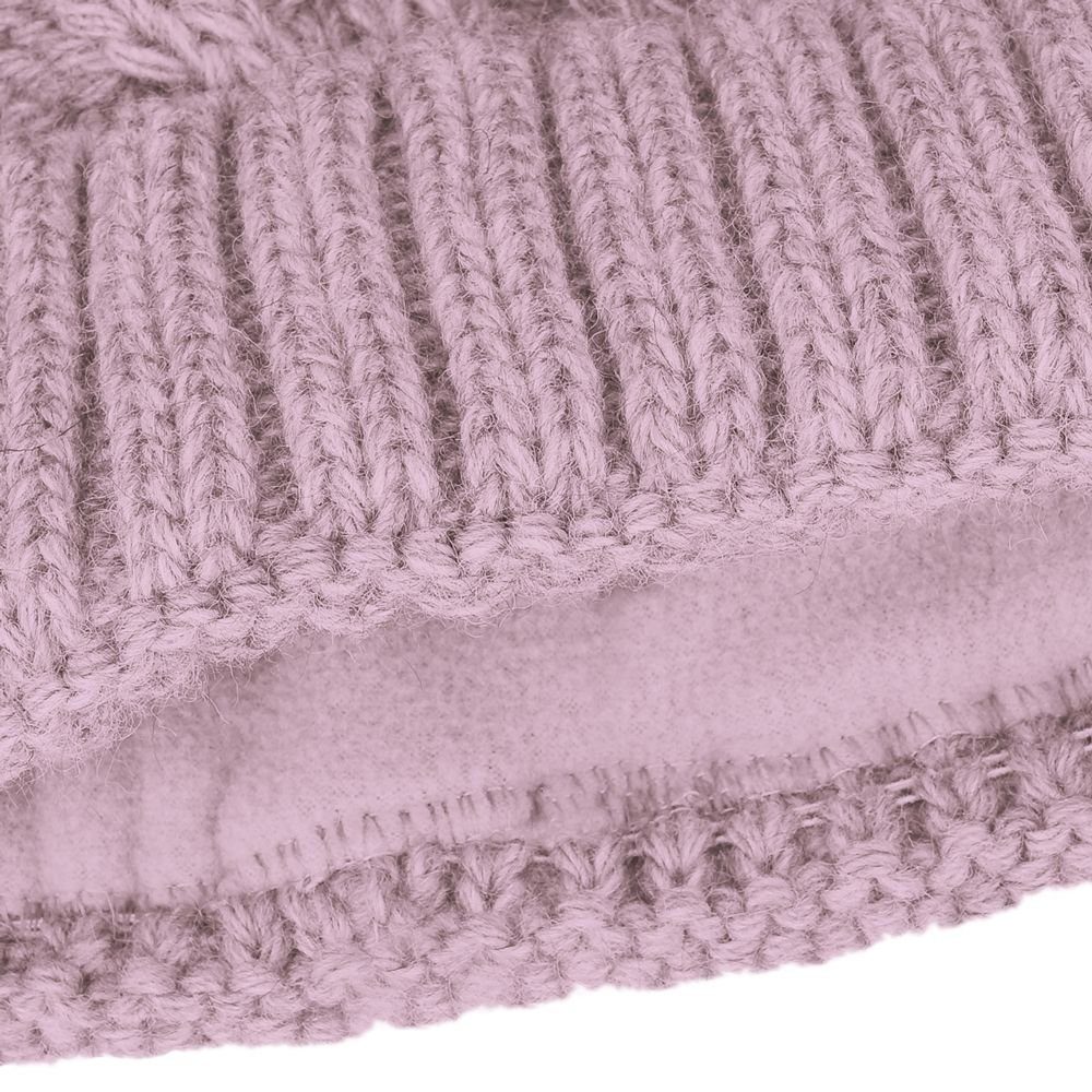 Neverless Bommelmütze Damen Strick-Mütze Fell-Bommel Kunstfell Bommelmütze Fleece-Futter Her