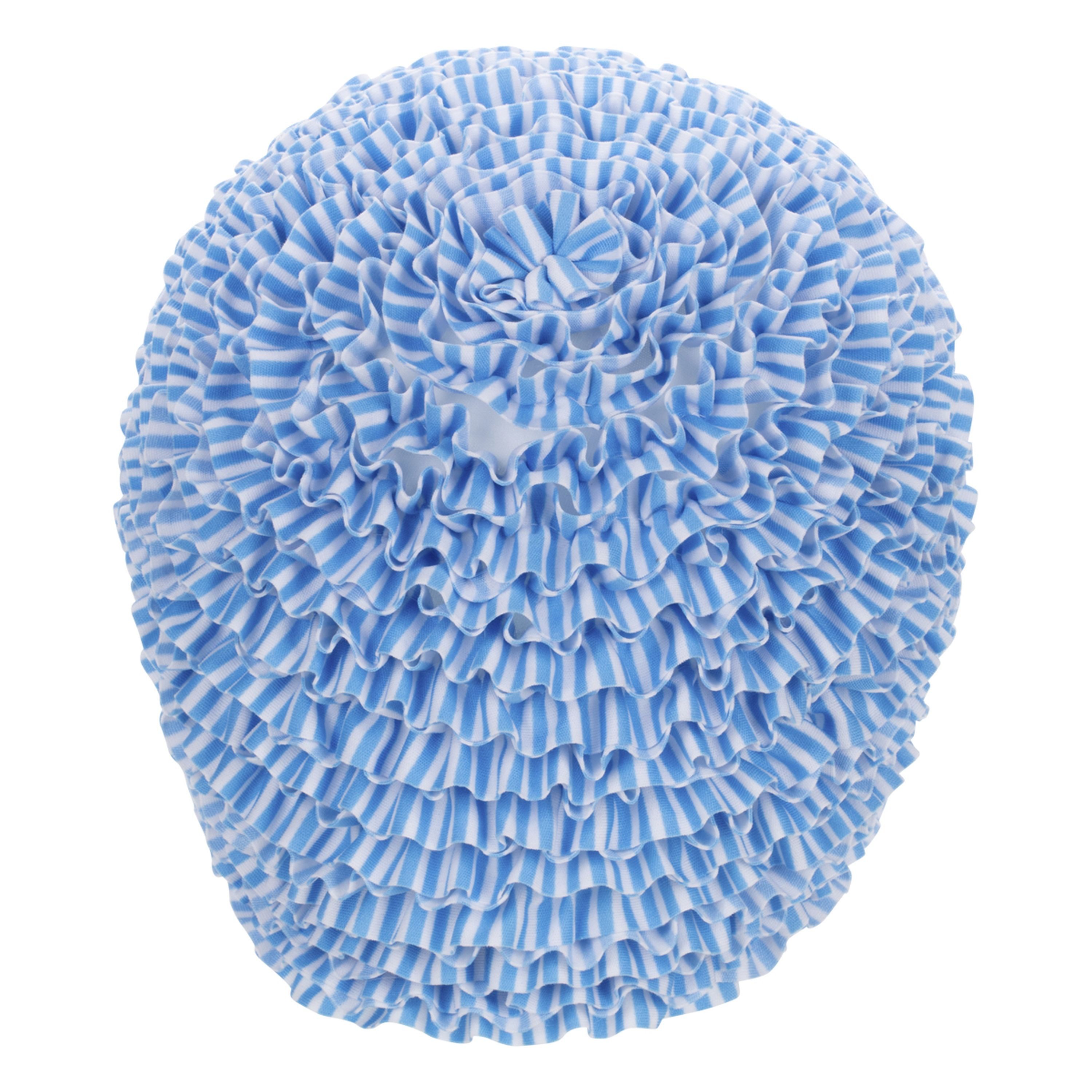 Fashy Badekappe Fashy Badehaube Rüschen Aqua Blau Weiß 3449-59 Damen Badekappe
