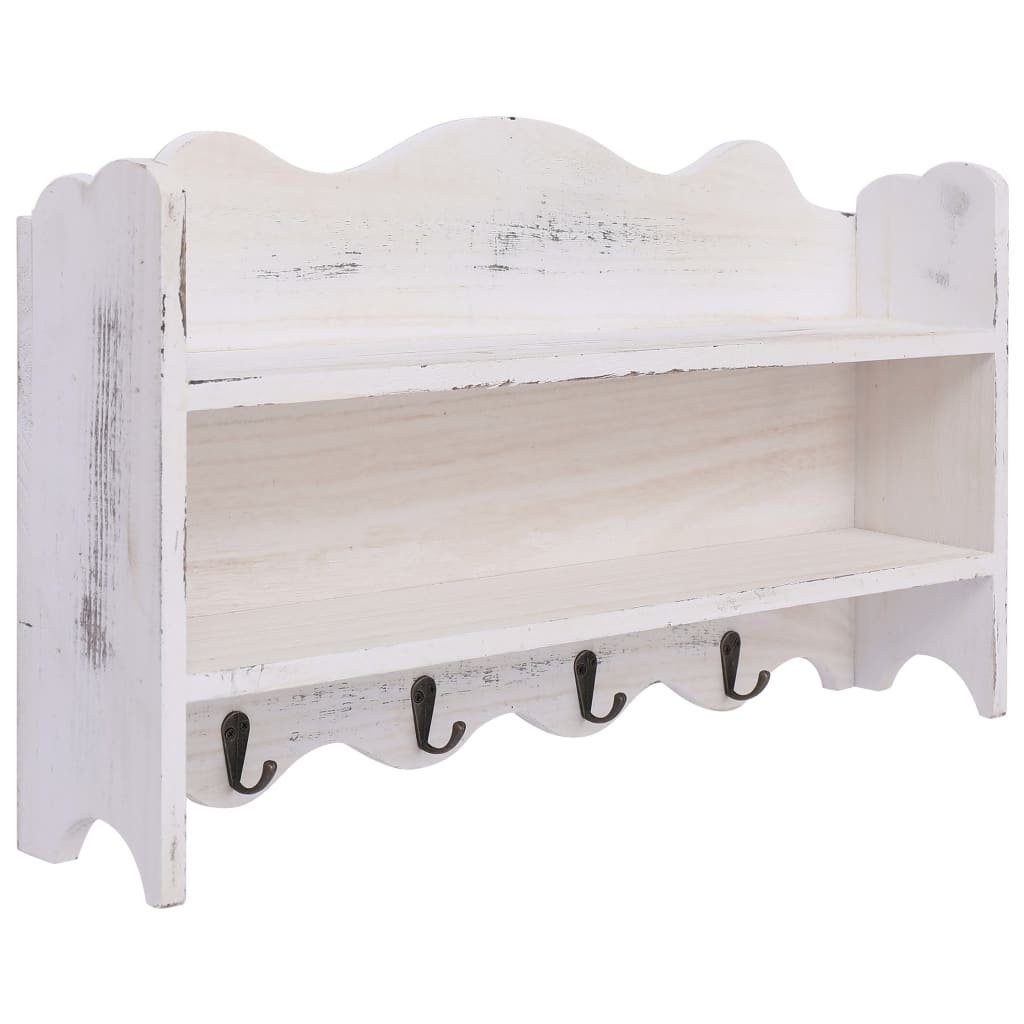 vidaXL Garderobenständer Wandgarderobe Weiß 50 x 10 x 30 cm Holz, (1 St)