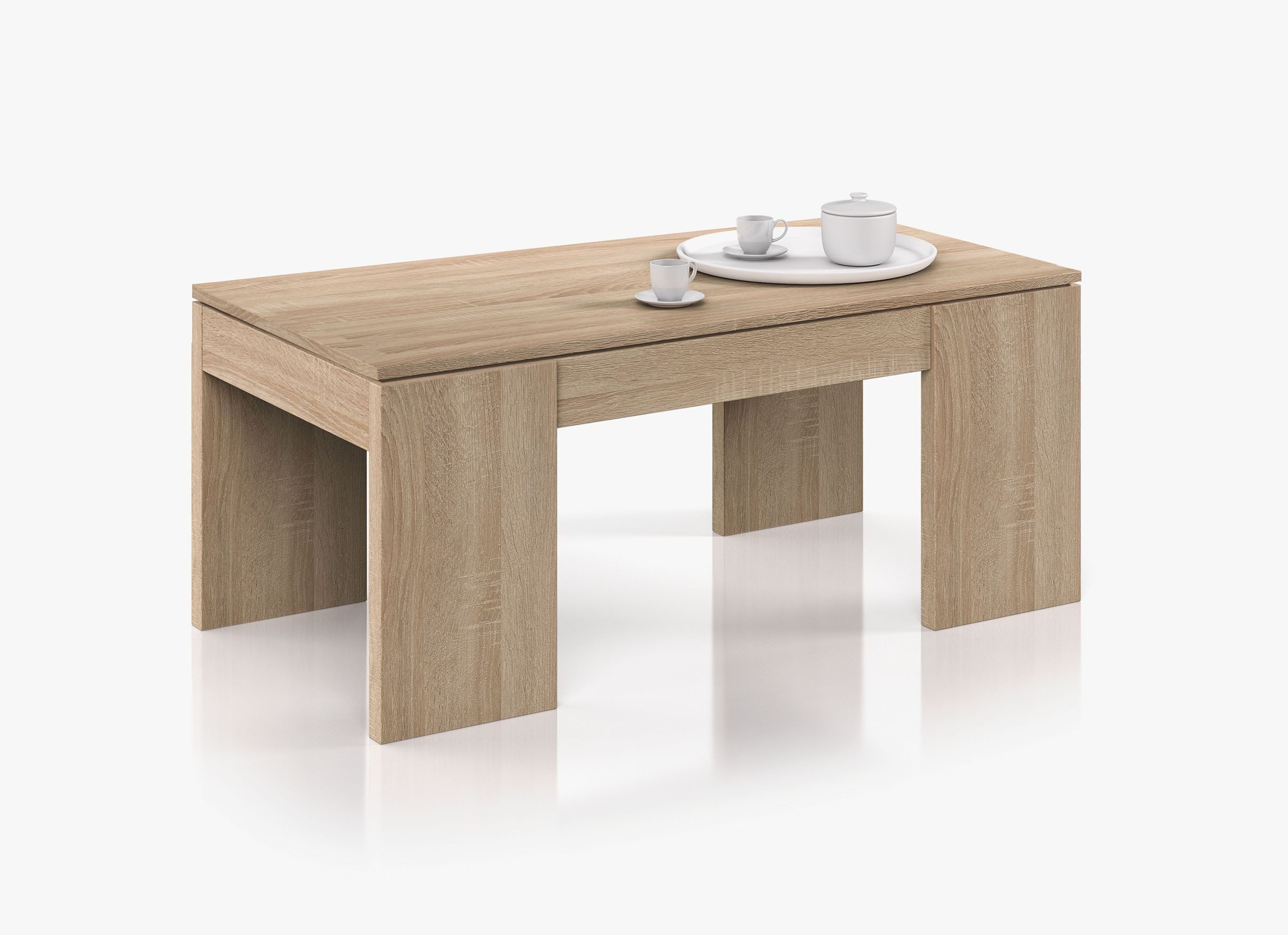 freiraum Couchtisch KENDRA, Klappmechanismus, Stauraum, Canadian Eiche Dekor - 100x43x50 (BxHxT)