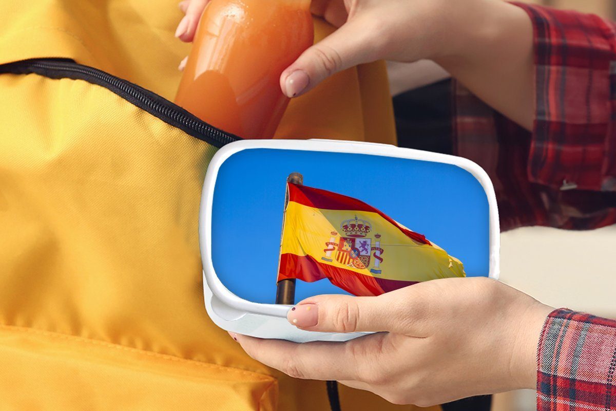 Kunststoff, weiß Die Nationalflagge Jungs Erwachsene, für und für und Kinder (2-tlg), Brotbox Mädchen Lunchbox Brotdose, MuchoWow Spanien, von