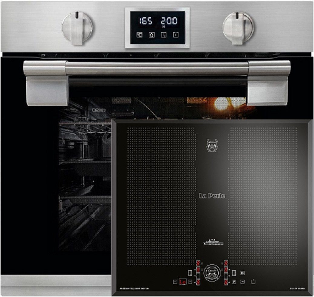 Backofen-Set Herd Set Autark Einbau Backofen, Bratautomatik,massives Metall, 79L mit Induktions-Kochfeld 60 cm FREE ZONE mit 2 FLEX Induktions-Zonen EH 6337+KCT 61 FI.