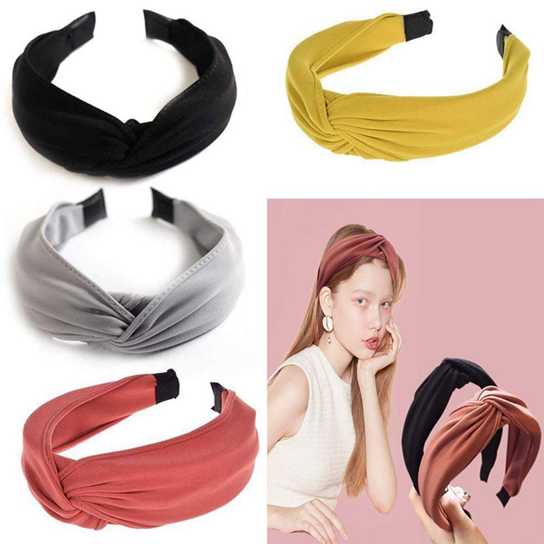 DAYUT 4pcs Frauen (4-St) Haarbänder Boho Vintage Stirnband Weihnachts-Accessoires,