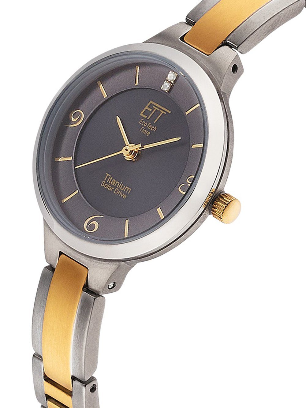 ETT Eco Tech Time Quarzuhr ETT ELS-12146-52M Diamond Lady Solar Drive Titan Damenuhr 28mm ETT ELS-12146-52M Diamond Lady Solar Drive Titan Damenuhr 28mm