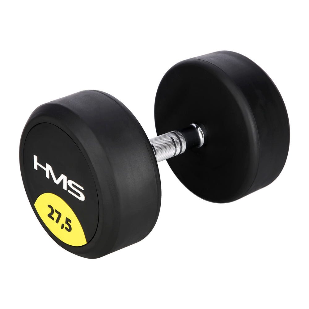 HMS Hantel Rundhantel Gummihantel Krafttraining, (Spar-Set, 27, 5 kg bodenschonend), Gummiummantelung, gerändelter Chromgriff