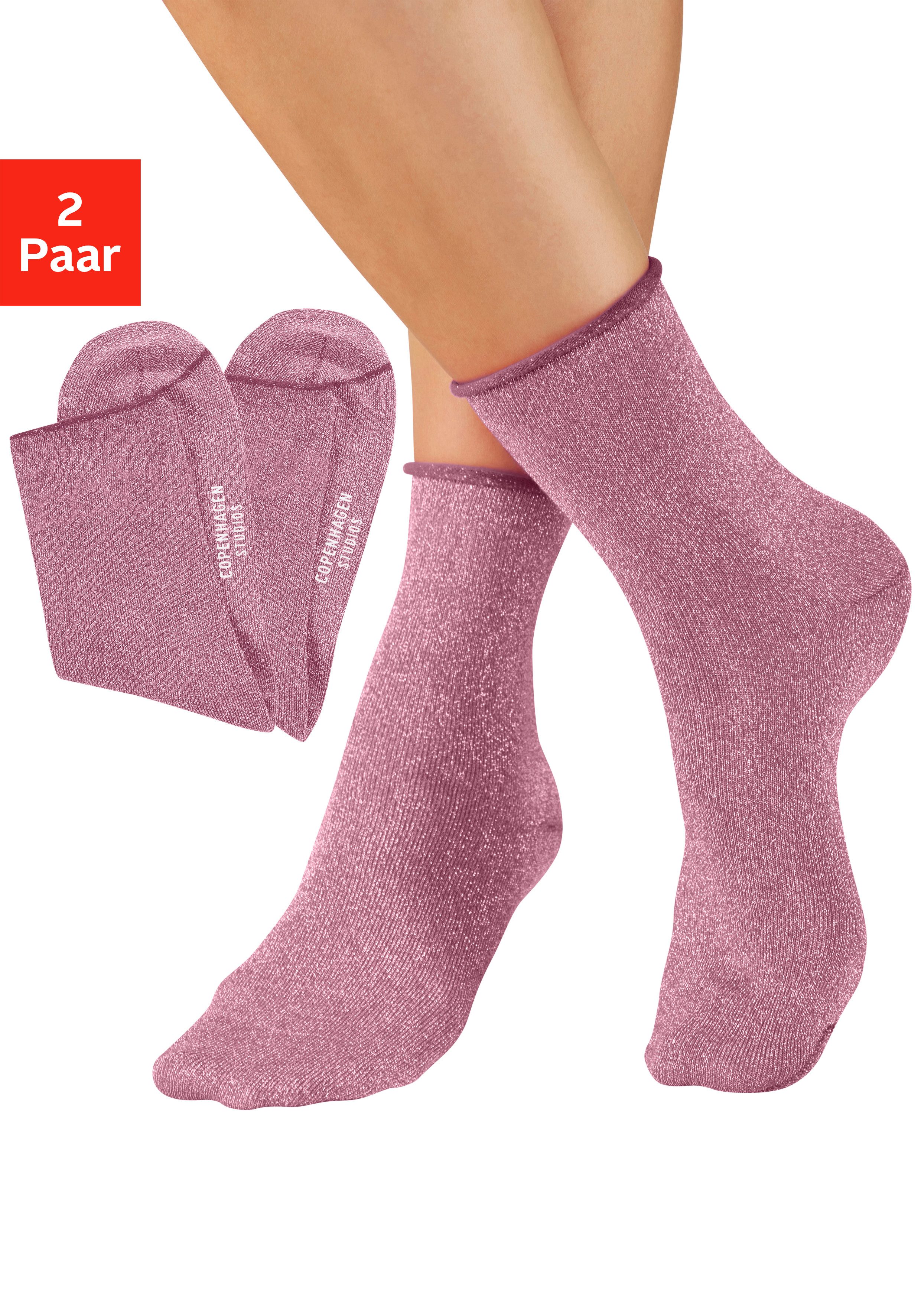 Copenhagen Studios Socken (Packung, 2-Paar) mit glitzernden Metallfäden