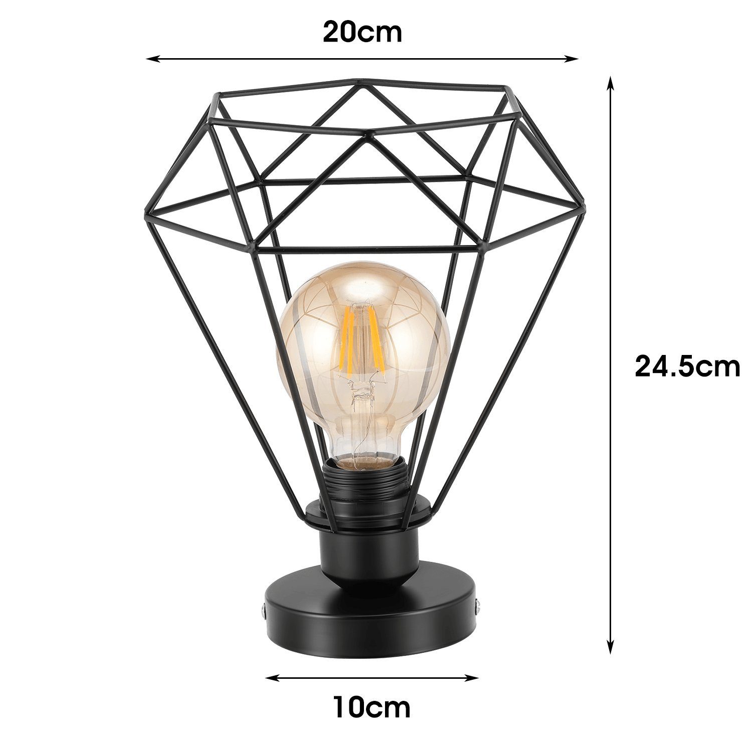 LETGOSPT Deckenleuchte LED Leuchte 1 Deckenlampe Glühbirne mit Diamant-Form E27 Stück Retro Metall