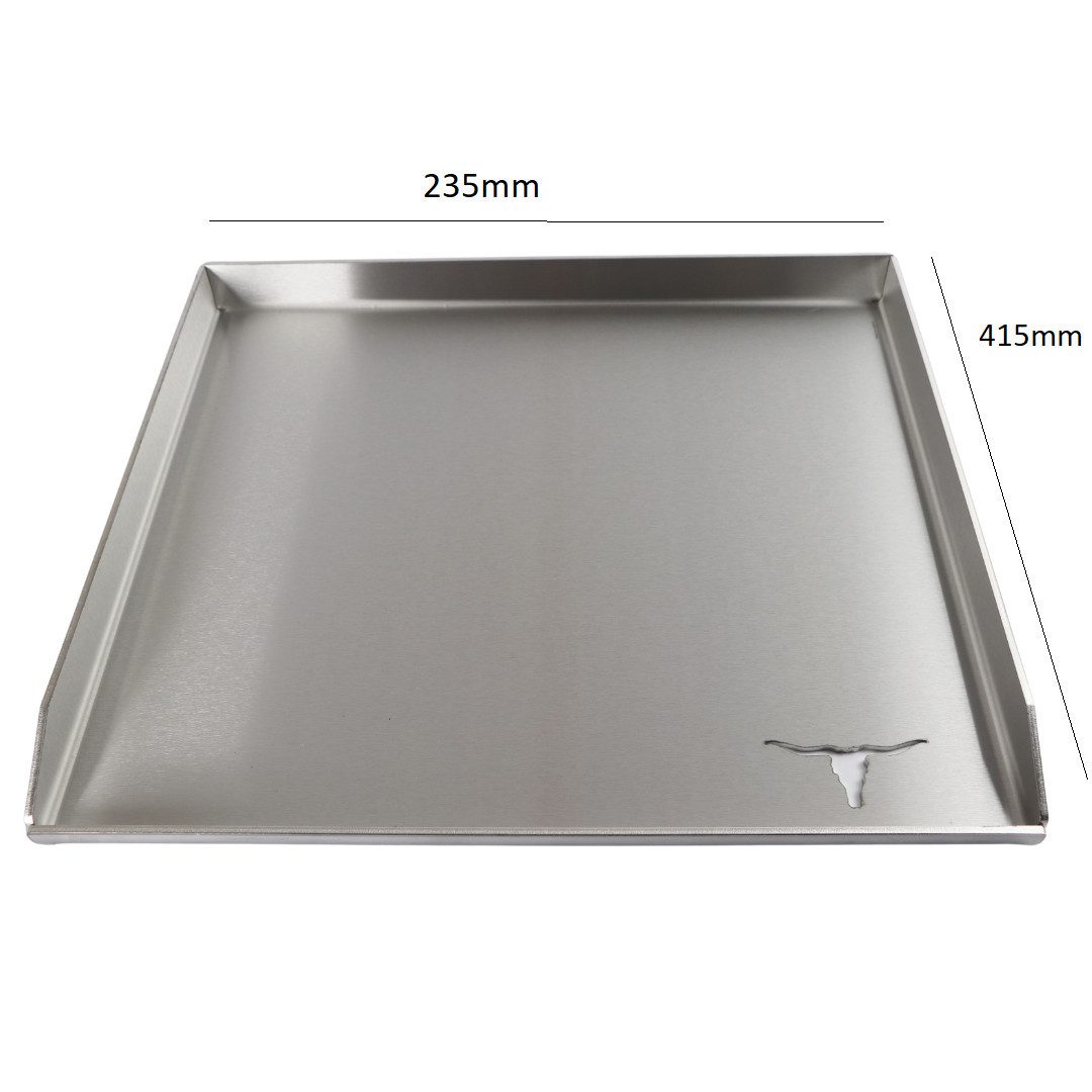 Kette´s Grillzubehör Grillplatte Edelstahl Plancha/Grillplatte/Burger Platte/BBQ-Platte alle 415mm Lang, rostfreier Edelstahl 1.4301